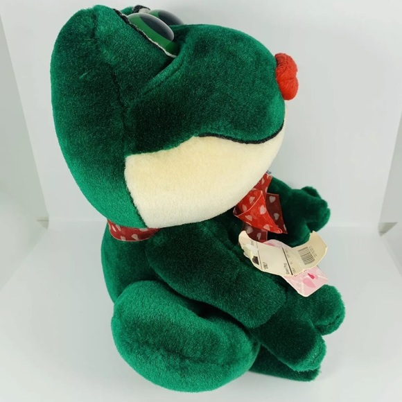 VTG Applause Valentines Day Green Frog With Kissy Lips Plush Stuffed Animal Toy - Picture 4 of 10